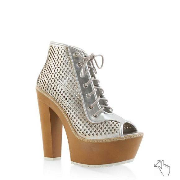 Gold Peep Toe Booties - Picture 4 of 6